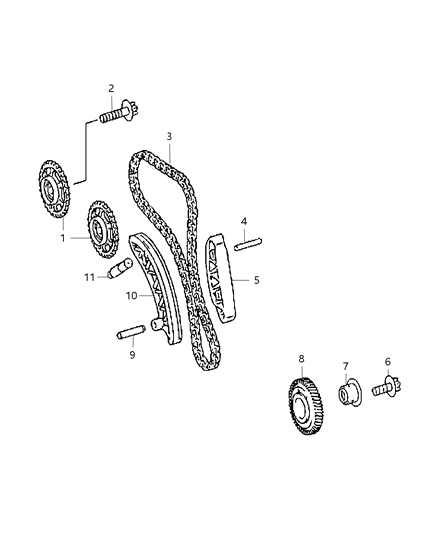 2010 Dodge Caliber Guide Timing Chain Diagram for 68089061AA
