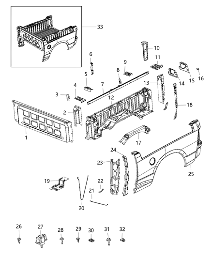 2013 Ram 1500 Brace Box Side Straight Brace Diagram for 68030690AA