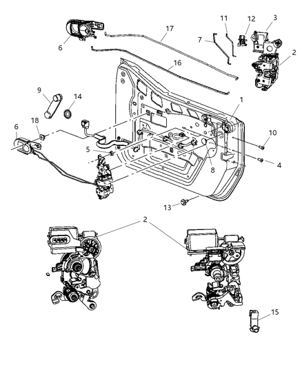2009 Jeep Wrangler Front Door, Hardware Components Diagram 2 - Thumbnail