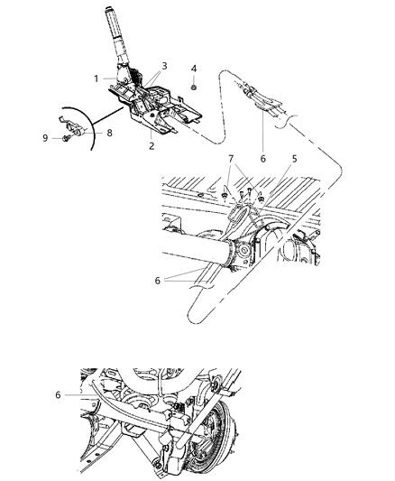 2007 Jeep Wrangler Parking Brake Lever & Cables Diagram
