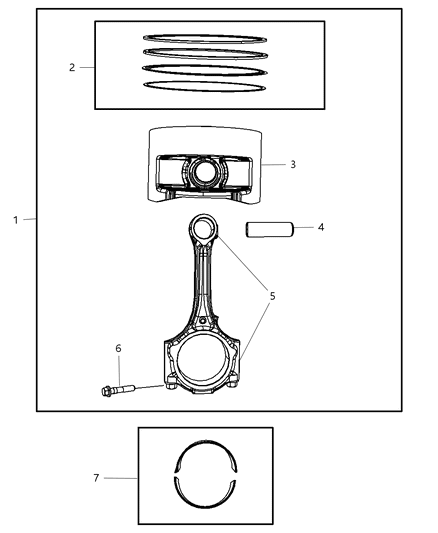 2010 Jeep Wrangler Pistons , Piston Rings , Connecting Rods & Connecting Rod Bearing Diagram 2 - Thumbnail