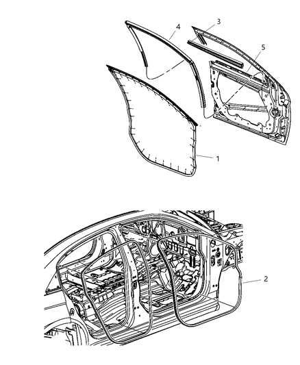 2008 Chrysler Sebring Weatherstrip Front Door Mounted Diagram for 5074513AB