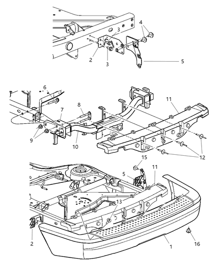 2005 Dodge Durango Bumper, Rear Diagram