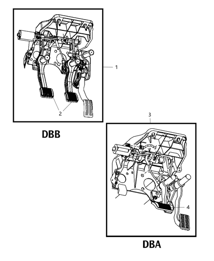 2011 Ram 3500 Pedal Assembly Adjustable Brake And Accelerator Diagram for 68054739AA
