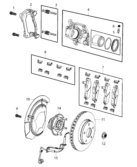 2015 Jeep Renegade Pad Kit Front Disc Brake Diagram for 68353886AA