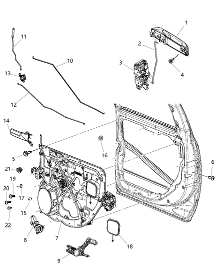 2019 Ram 1500 Link Outside Handle To Latch Rear Door Diagram for 55372972AC