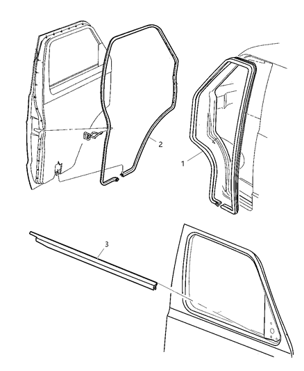 1998 Dodge Ram Van Weatherstrip Front Door Secondary Diagram for 55346790AE