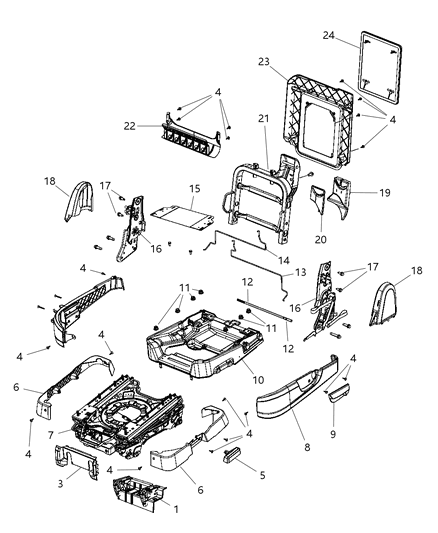 2008 Dodge Grand Caravan Second Row - Adjusters, Recliners, Shields And Risers Diagram 3 - Thumbnail