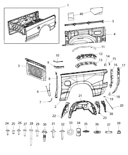 2019 Ram 1500 Bracket Support Front Diagram for 68372503AA