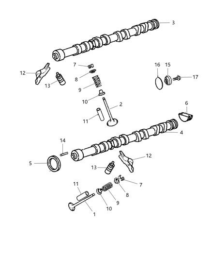 2008 Chrysler PT Cruiser Camshafts & Valvetrain Diagram 2 - Thumbnail
