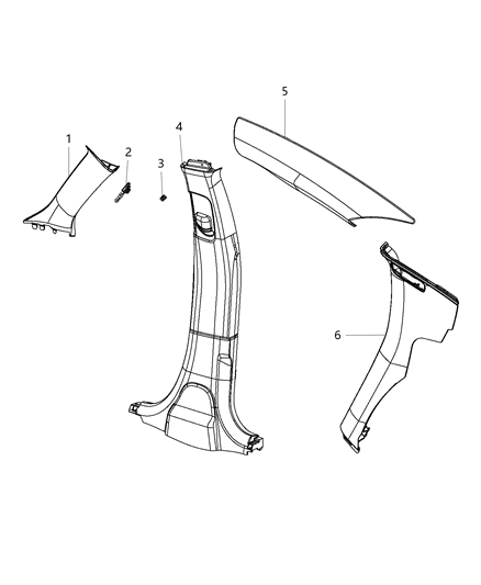 2017 Dodge Charger Interior Moldings And Pillars - A, B And C Pillars Diagram