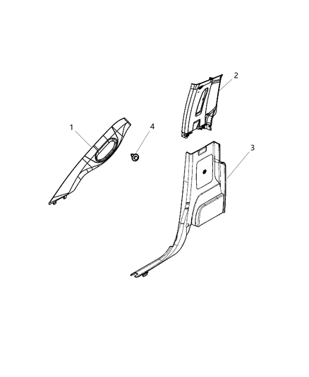 2016 Ram 1500 Interior Moldings And Pillars - Standard Cab Diagram