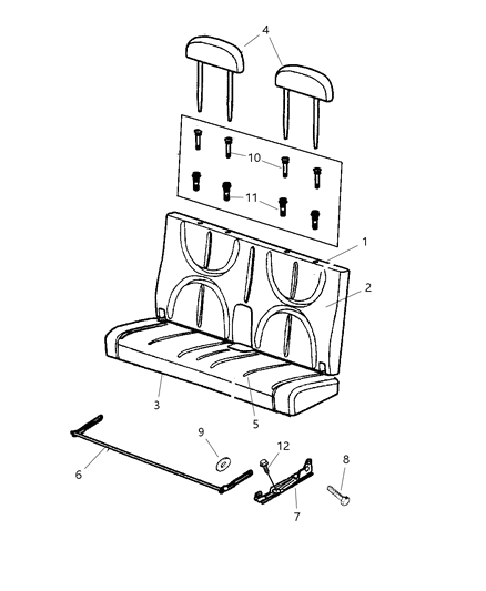 2003 Dodge Durango Cushion Rear Seat Includes Cover Diagram for WL111T5AA