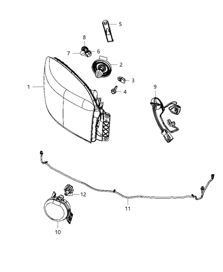 2012 Ram 3500 Lamp Headlamp Parking And Turn Diagram for 55277410AE