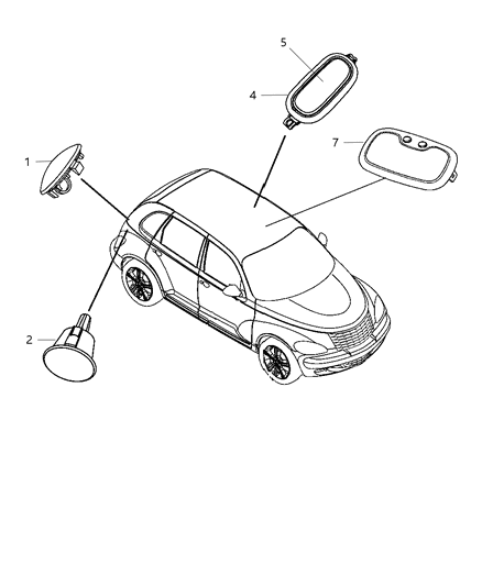2010 Chrysler PT Cruiser Reading Lamp Assy Diagram for 1AP63DW1AB