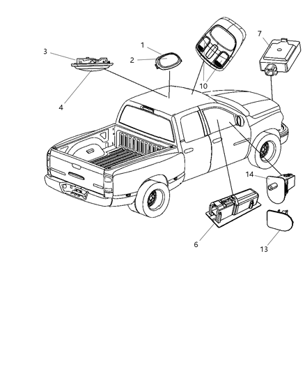 2009 Dodge Ram 3500 Reading Lamp Lens, Passenger Side Diagram for 5183270AA