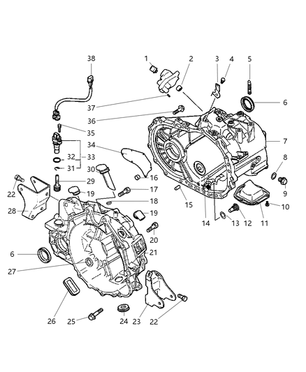 2002 Chrysler Sebring Coupe Case, Transaxle & Related Parts Diagram 2 - Thumbnail