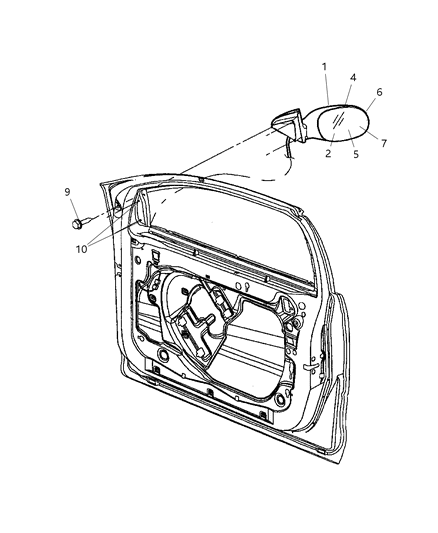 2001 Chrysler Concorde Mirror Outside Rearview Diagram for 4574607AE