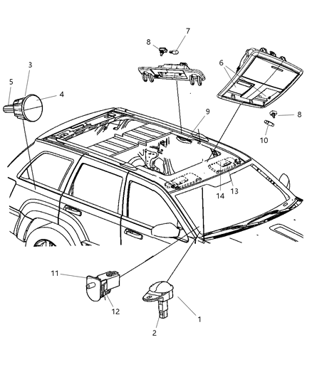 2009 Jeep Grand Cherokee Lamp Cargo Diagram for 5023881AA