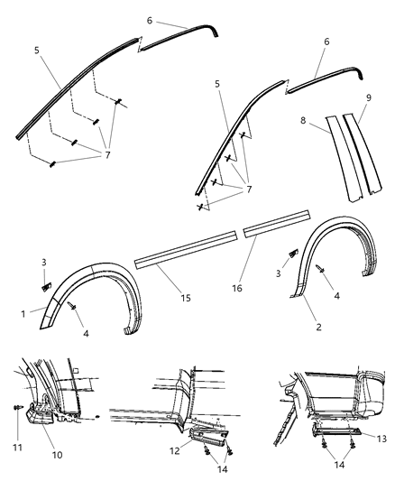 2011 Ram 1500 Wheel Flare Screw, Rear Diagram for 6104601AA