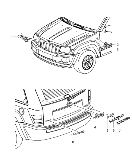 2005 Jeep Grand Cherokee Medallion Trail Rated (Left Fender Only) Diagram for 55157317AA