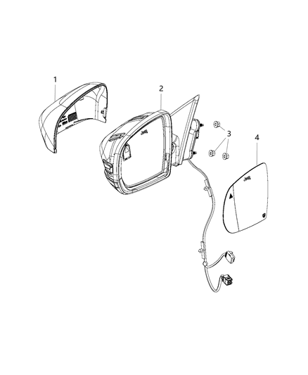 2020 Jeep Compass Mirror, Front Driver Side Diagram for 68365143AA