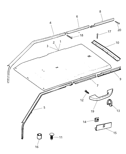 2000 Jeep Cherokee Lock Pillar Trim Clip Diagram for 6504995AA
