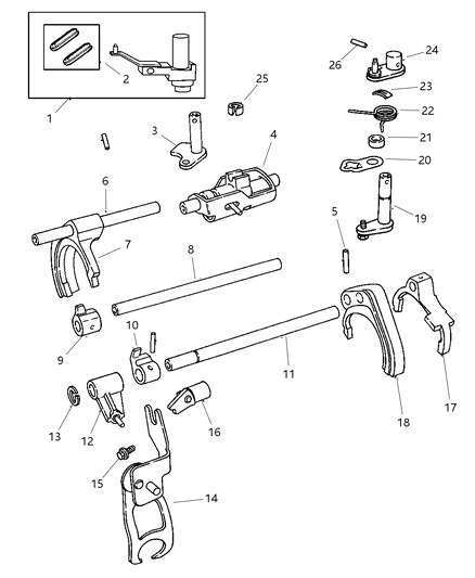 2004 Chrysler PT Cruiser Fork & Rails Diagram 2 - Thumbnail