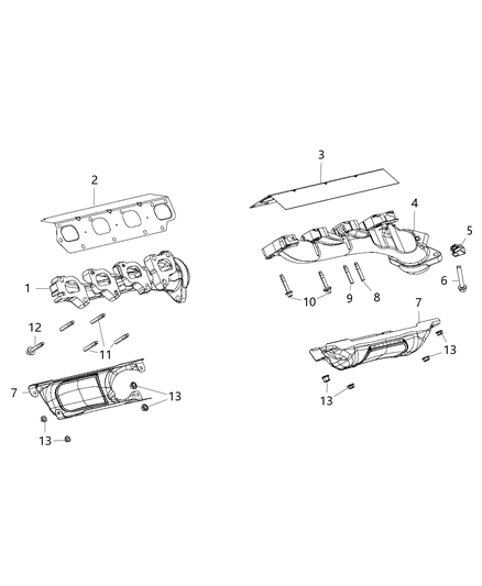 2014 Ram 2500 Exhaust Manifolds & Heat Shields Diagram 1 - Thumbnail