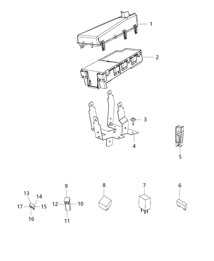 2015 Dodge Viper Bracket Power Distribution Center Diagram for 5035181AD