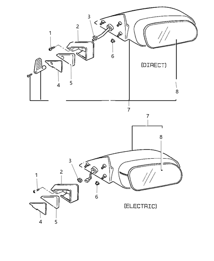 1997 Dodge Avenger Mirror, Exterior Diagram 1 - Thumbnail