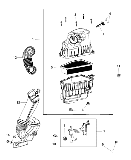 2020 Jeep Cherokee Air Cleaner Assembly Engine Diagram for 68285596AB
