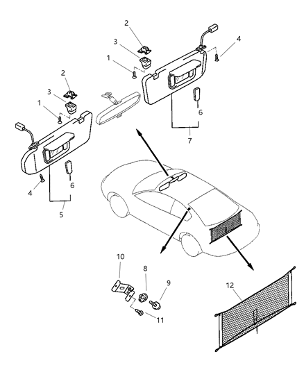 2003 Chrysler Sebring Sunvisor, Beige, Passenger Side Diagram for MR641667