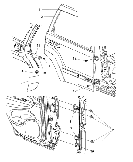 2011 Jeep Grand Cherokee Hinge Door Diagram for 55113665AB