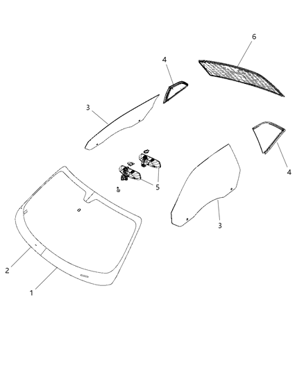 2018 Dodge Challenger Windshield, Front Diagram for 68253419AB