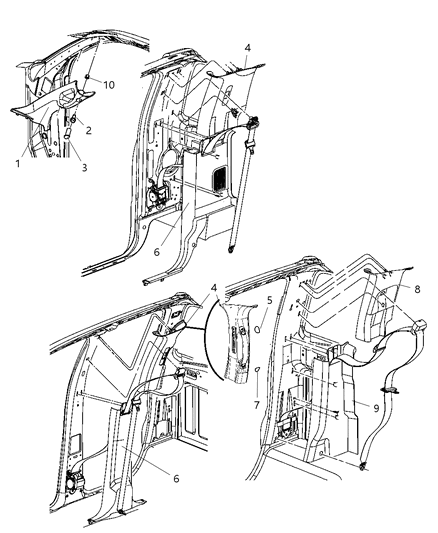 2011 Ram 2500 Lock Pillar Trim, Upper Passenger Side Diagram for 1DX50BD1AB