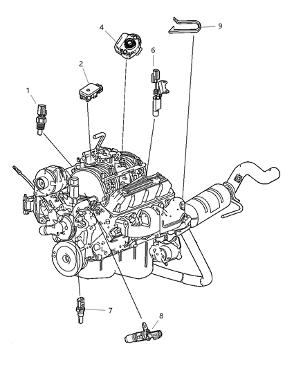 2004 Dodge Durango Sensors - Engine Diagram 2 - Thumbnail