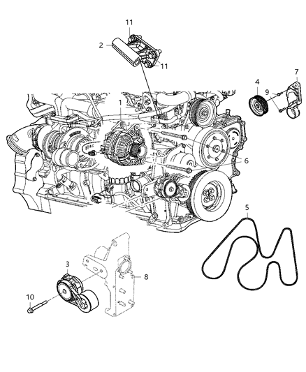 2011 Ram 3500 Pickup Alternator & Related Parts Diagram
