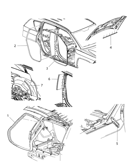 2008 Jeep Compass Weatherstrip Liftgate Opening Diagram for 5074641AE