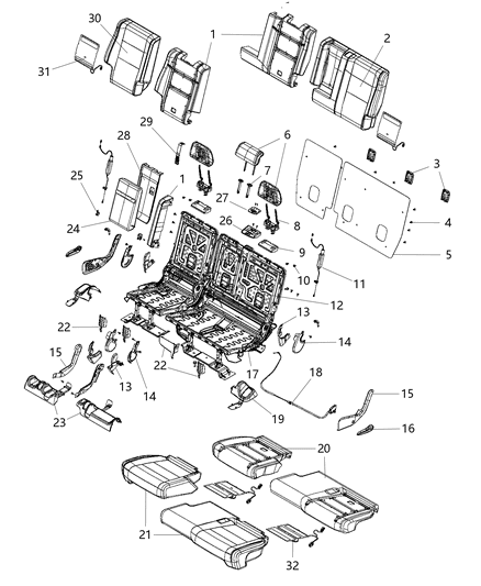 2015 Jeep Grand Cherokee Rear Seat - Split Seat Diagram 3 - Thumbnail