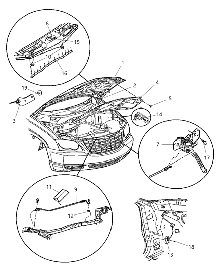 2008 Chrysler Pacifica Support Rod, Front Diagram for 5054088AI