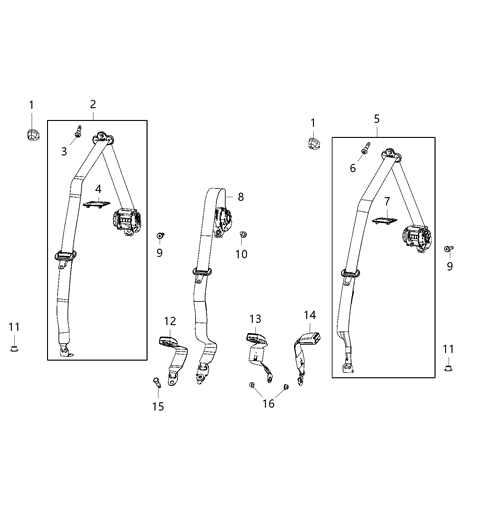 2018 Jeep Wrangler All-new Model Rear Seat Belts Diagram 2 - Thumbnail