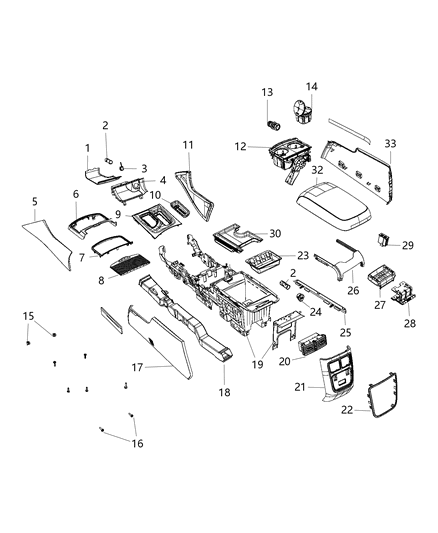 2020 Dodge Charger Bin Floor Console Diagram for 68270656AD