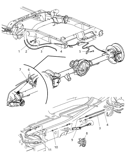 2007 Dodge Ram 2500 Guide Parking Brake Cable Diagram for 52121965AA