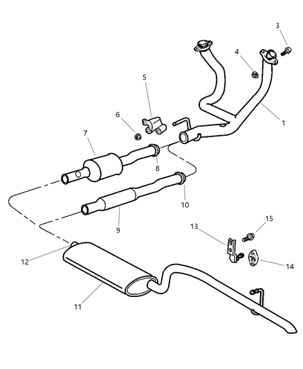 2000 Jeep Grand Cherokee Muffler And Tailpipe Exhaust Diagram for 52101095AB