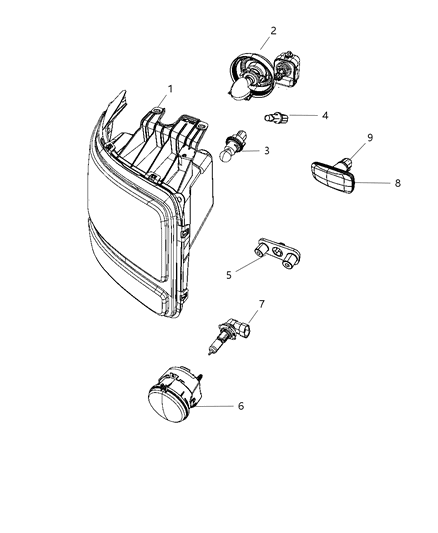 2008 Dodge Nitro Headlamp Diagram for 55157224AB