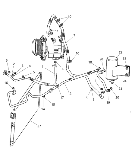 2004 Dodge Viper Line A/C Suction Diagram for 5264988AD
