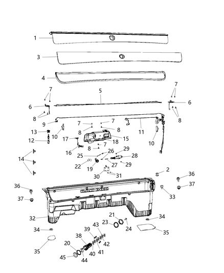 2014 Ram 1500 Applique Storage Bin Diagram for 1WX171BUAA
