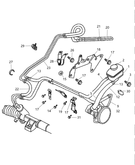 2000 Chrysler Cirrus Tube Power Steering Return Diagram for 4764348AA