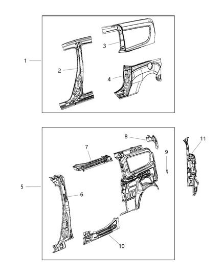 2016 Ram ProMaster City Panels Body Side Diagram
